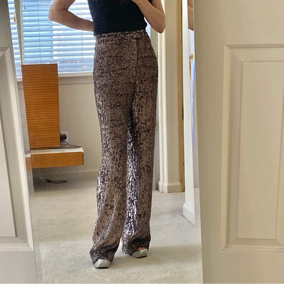 Rodarte Pants - Rodarte Wide Leg Pants High-Rise Purple Sequin Embellishments  SZ 2
